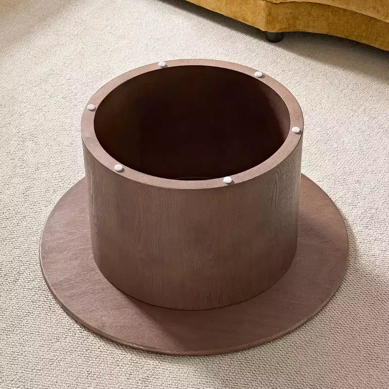 Table basse JVNOXK lot de 2, table basse ronde en MDF pour salon, appartement, espace de loisirs, noyer