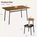 Ensemble table à manger avec 4 chaises rembourrées, bords lisses, ensemble de 4 chaises de table de cuisine en bois pour salle à manger, cuisine, appartement