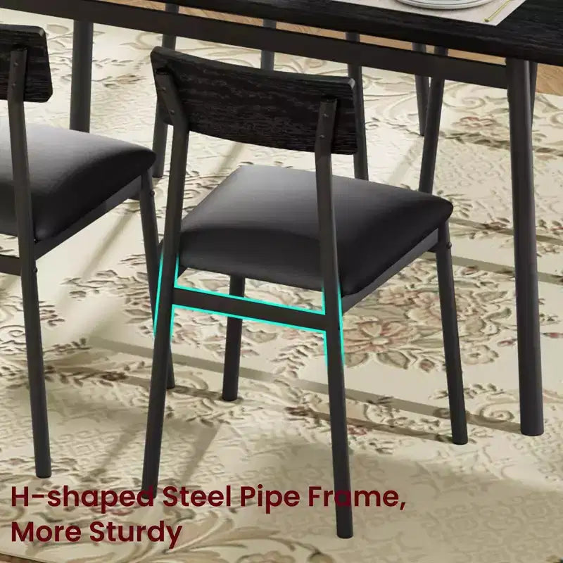 Ensemble table à manger avec 4 chaises rembourrées, bords lisses, ensemble de 4 chaises de table de cuisine en bois pour salle à manger, cuisine, appartement
