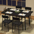 Dining Table Set with 4 Upholstered Chairs, Smooth Edge, Wood Kitchen Table Chairs Set of 4 for Dining, Kitchen Room, Apartment