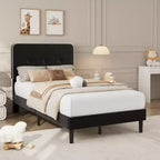 Cadre de lit en velours Garvee Twin-XL, cadres de lit plateforme capitonnés avec tête de lit réglable, support métallique robuste, assemblage facile