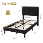 Cadre de lit en velours Garvee Twin-XL, cadres de lit plateforme capitonnés avec tête de lit réglable, support métallique robuste, assemblage facile