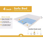 DynastyMattress Surmatelas en mousse à mémoire de forme 4 pouces CoolBreeze pour canapés-lits convertibles et pliants – Taille standard – Canapé non inclus – Fabriqué aux États-Unis