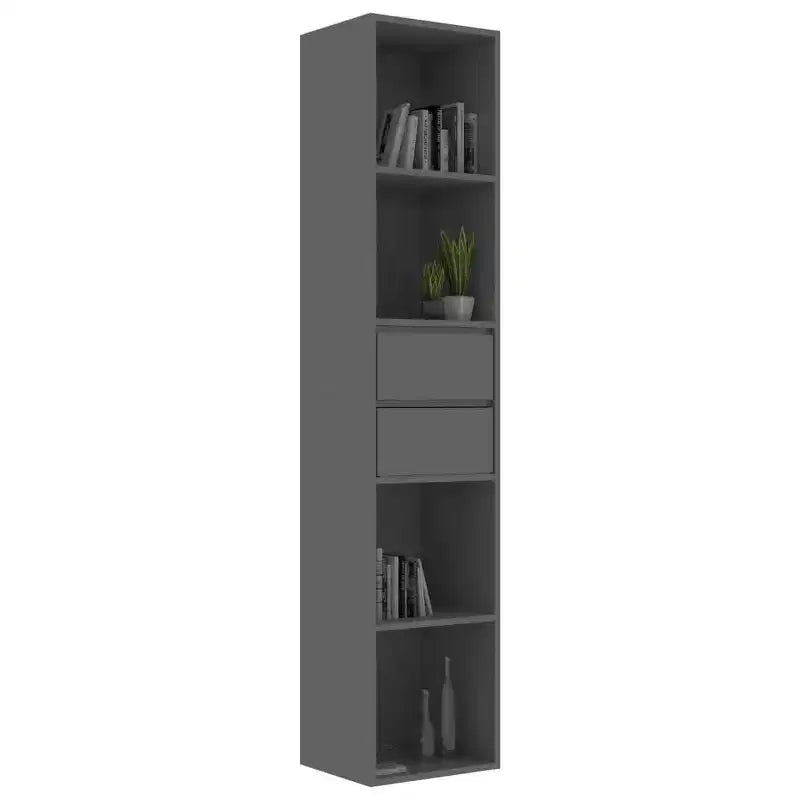 vidaXL Bibliothèque Gris Haute Brillance 36x30x171 cm Bois d'ingénierie