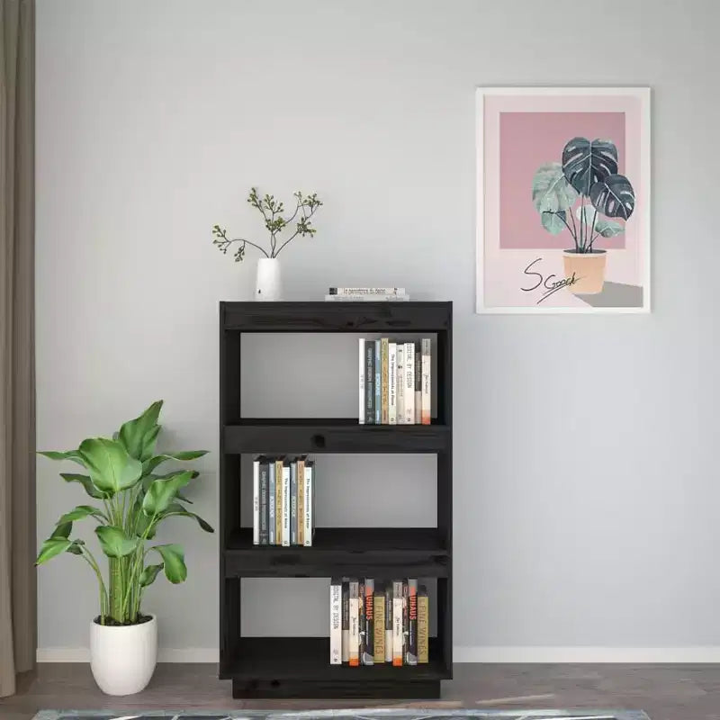 vidaXL Bibliothèque noire en pin massif de taille moyenne