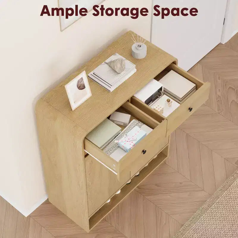 Meuble à chaussures moderne, Organisateur de chaussures en bois pour entrée avec 2 tiroirs et étagères réglables, Étagère à chaussures autoportante pour salon et chambre