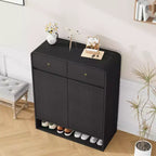 Meuble à chaussures moderne, Organisateur de chaussures en bois pour entrée avec 2 tiroirs et étagères réglables, Étagère à chaussures autoportante pour salon et chambre