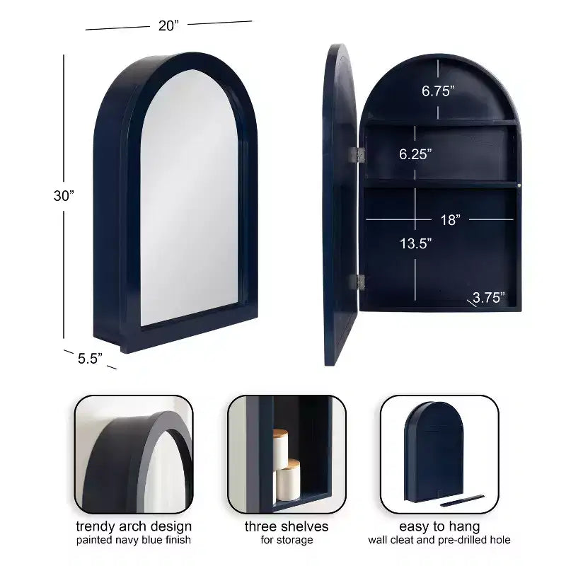 Meuble de rangement pour coiffeuse avec miroir Kate and Laurel Arcott