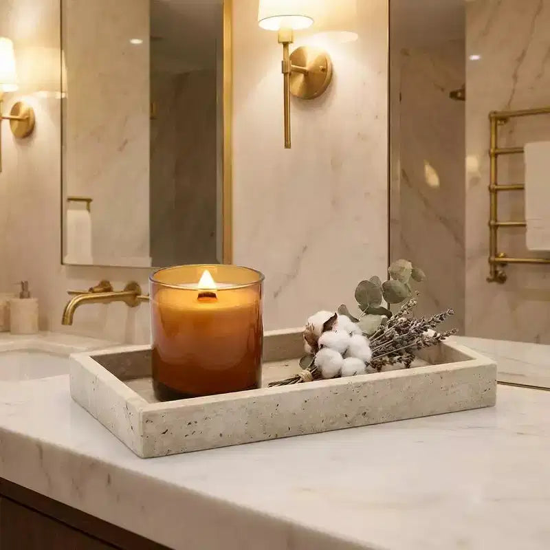 Élégant plateau de rangement à bijoux en marbre naturel, cadeau fête des mères, plateau en marbre véritable pour coiffeuse, salle de bain, décoration intérieure
