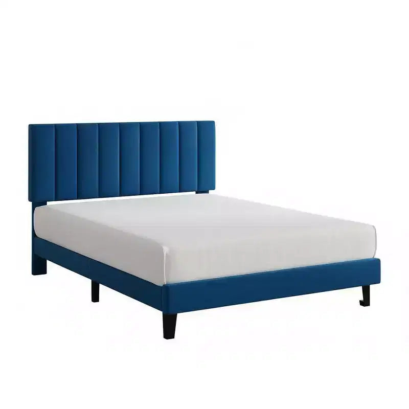 Lit plateforme rembourré avec tête de lit capitonnée réglable – Cadre de lit Queen sans bruit, lattes en bois robustes, aucun sommier tapissier requis – Disponible en format double