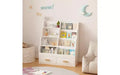 Kids Bookshelf with 2 Storage Drawers, Front-Facing Bookcase and Toy Organizer, White
