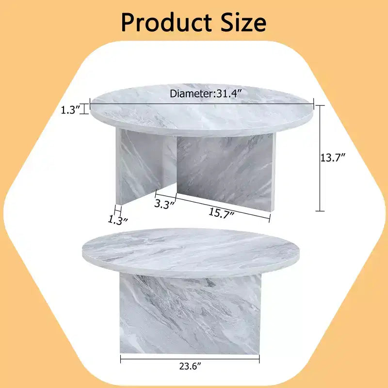Table basse ronde en MDF blanc de 80 cm, table de style nordique moderne et minimaliste résistante aux rayures pour salon, bureau, chambre