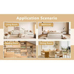 Table basse contemporaine minimaliste à double plateau en verre trempé de 27,5 pouces, pieds en acier inoxydable plaqué or avec rangement