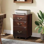 Classeur DEXYLLO 2 tiroirs, petit meuble de bureau avec serrure, meuble de classement roulant sous le bureau pour bureau à domicile