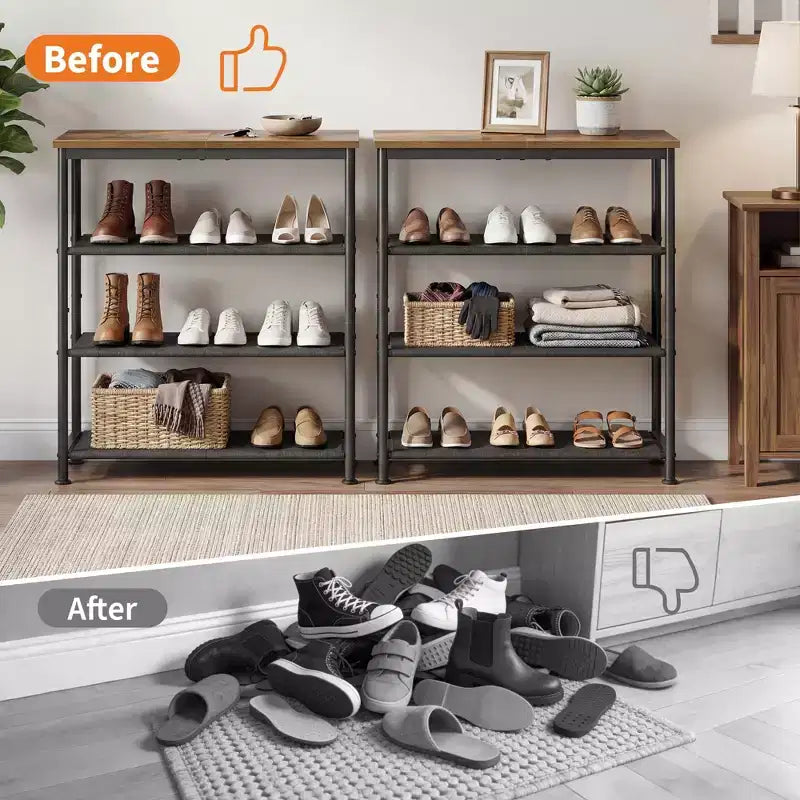 Meuble à Chaussures Réglable Fin avec Étagères en Tissu Non Tissé, Rangement de Chaussures Robuste pour Entrée, Placard et Chambre à Coucher