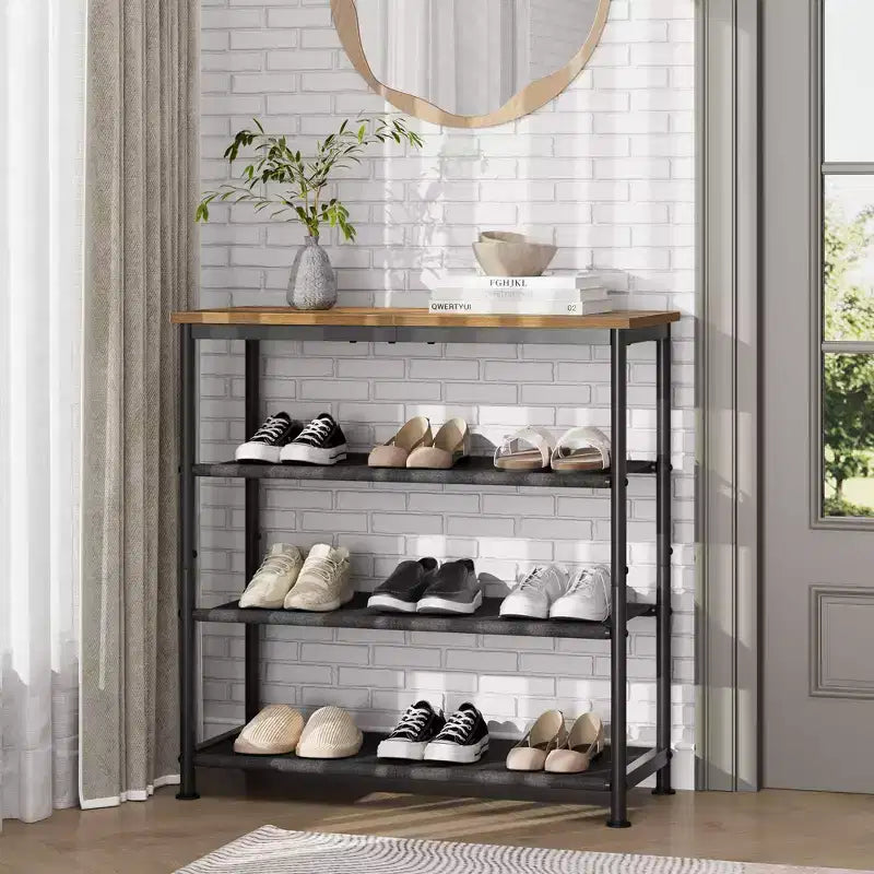 Meuble à Chaussures Réglable Fin avec Étagères en Tissu Non Tissé, Rangement de Chaussures Robuste pour Entrée, Placard et Chambre à Coucher