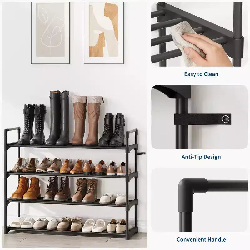 Meuble à Chaussures Réglable Fin avec Étagères en Tissu Non Tissé, Rangement de Chaussures Robuste pour Entrée, Placard et Chambre à Coucher