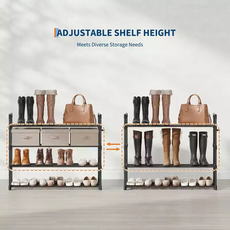 Meuble à Chaussures Réglable Fin avec Étagères en Tissu Non Tissé, Rangement de Chaussures Robuste pour Entrée, Placard et Chambre à Coucher