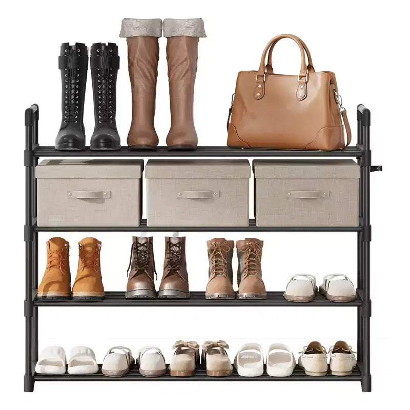 Meuble à Chaussures Réglable Fin avec Étagères en Tissu Non Tissé, Rangement de Chaussures Robuste pour Entrée, Placard et Chambre à Coucher