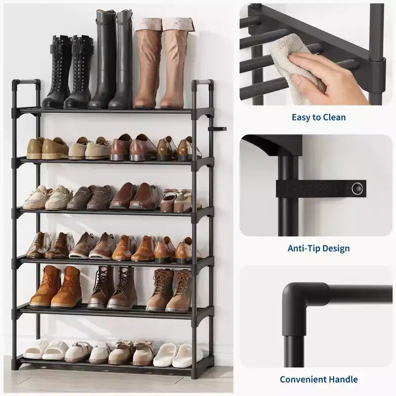 Meuble à Chaussures Réglable Fin avec Étagères en Tissu Non Tissé, Rangement de Chaussures Robuste pour Entrée, Placard et Chambre à Coucher
