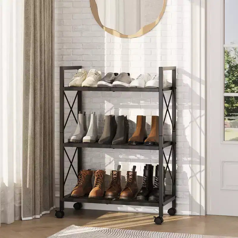 Meuble à Chaussures Réglable Fin avec Étagères en Tissu Non Tissé, Rangement de Chaussures Robuste pour Entrée, Placard et Chambre à Coucher