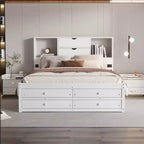 FAMYYT Queen Size Platform Bed with Storage Shelf and 8 Drawers, Easy Assembly