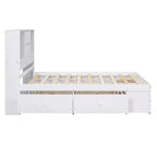 Lit plateforme queen size FAMYYT avec étagère de rangement et 8 tiroirs, facile à monter