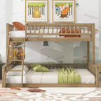FAMYYT Twin XL Size Wood Bed?With Guardrail, ladder, Easy Assembly
