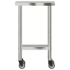 vidaXL Table de travail de cuisine à roulettes 32,5x11,8x33,5 Acier inoxydable