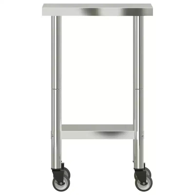 vidaXL Table de travail de cuisine à roulettes 32,5x11,8x33,5 Acier inoxydable