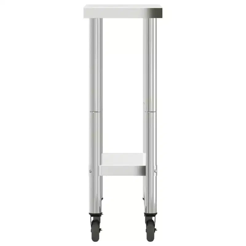 vidaXL Table de travail de cuisine à roulettes 32,5x11,8x33,5 Acier inoxydable