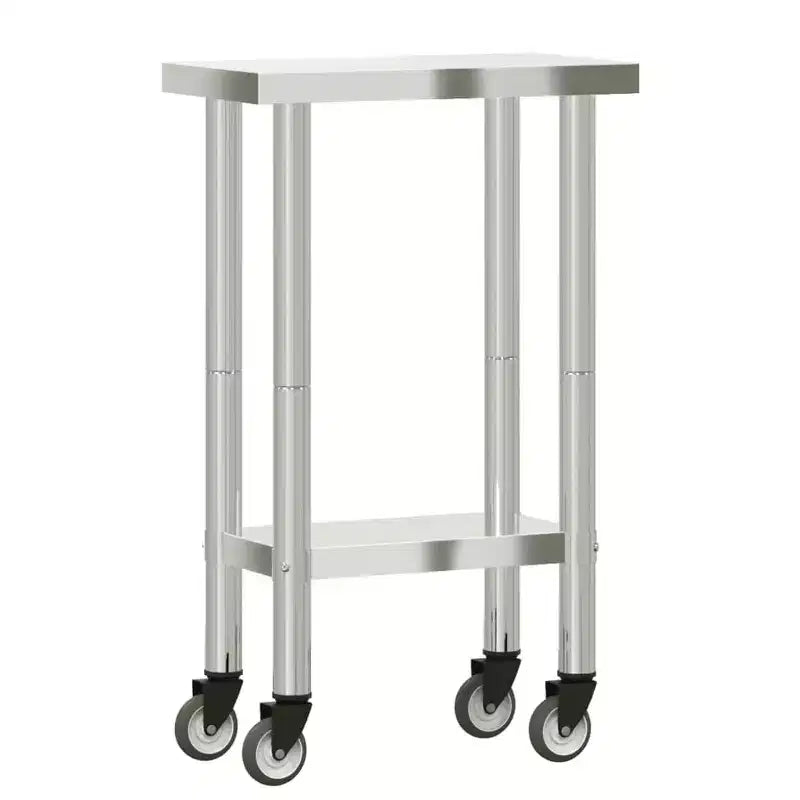 vidaXL Table de travail de cuisine à roulettes 32,5x11,8x33,5 Acier inoxydable