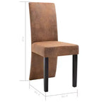 vidaXL Lot de 4 Chaises de Salle à Manger Similicuir Suédé Marron et Bois Massif