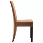 vidaXL Lot de 4 Chaises de Salle à Manger Similicuir Suédé Marron et Bois Massif