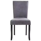 vidaXL Lot de 2 Chaises de salle à manger Daim synthétique Gris, Bois Standard