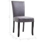 vidaXL Lot de 2 Chaises de salle à manger Daim synthétique Gris, Bois Standard