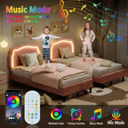 Cadre de lit simple rembourré à LED avec tête de lit pour enfants