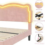 Cadre de lit simple rembourré à LED avec tête de lit pour enfants