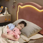 Cadre de lit simple rembourré à LED avec tête de lit pour enfants