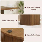 Table à manger ronde moderne de 120 cm pour 4 avec étagère de rangement à 2 niveaux et porte coulissante en bois, table de cuisine et de salle à manger peu encombrante pour appartement