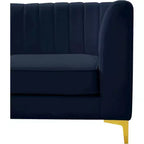 Fauteuil sans accoudoirs en velours bleu marine Alina Meridian Furniture