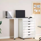 vidaXL Meuble à roulettes Blanc Bois de pin massif, bois d'ingénierie, plastique