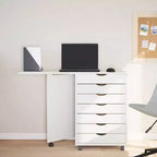 vidaXL Meuble à roulettes Blanc Bois de pin massif, bois d'ingénierie, plastique