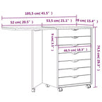 vidaXL Meuble à roulettes Blanc Bois de pin massif, bois d'ingénierie, plastique