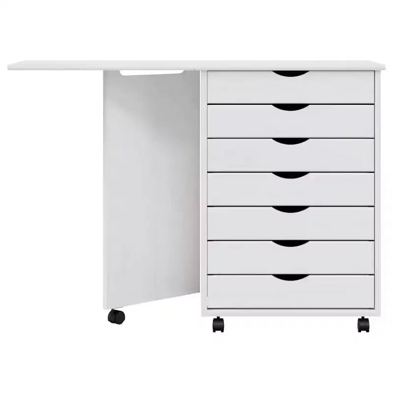 vidaXL Meuble à roulettes Blanc Bois de pin massif, bois d'ingénierie, plastique