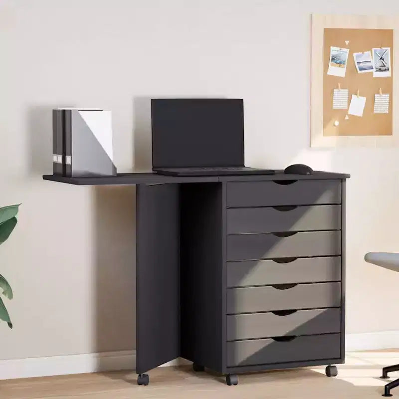 vidaXL Meuble à roulettes Blanc Bois de pin massif, bois d'ingénierie, plastique