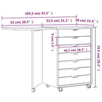 vidaXL Meuble à roulettes Blanc Bois de pin massif, bois d'ingénierie, plastique