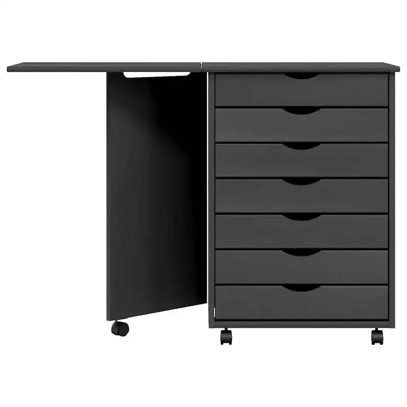 vidaXL Meuble à roulettes Blanc Bois de pin massif, bois d'ingénierie, plastique