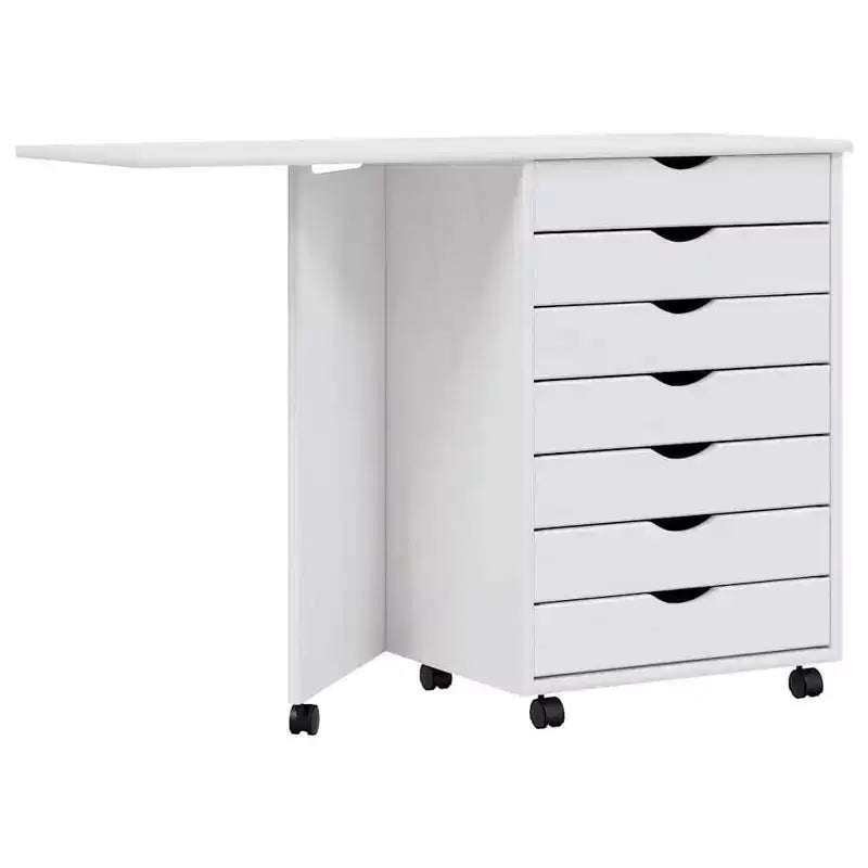 vidaXL Meuble à roulettes Blanc Bois de pin massif, bois d'ingénierie, plastique