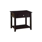 Table d'appoint carrée HomeRoots 22 en bois manufacturé noir avec tiroir et étagère